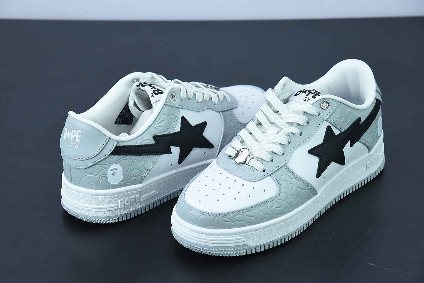A Bathing Ape Bape Sta Low White Grey Black