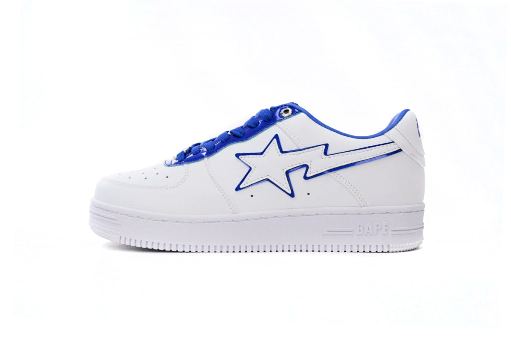 A Bathing Ape Bape Sta Low White and Blue Border