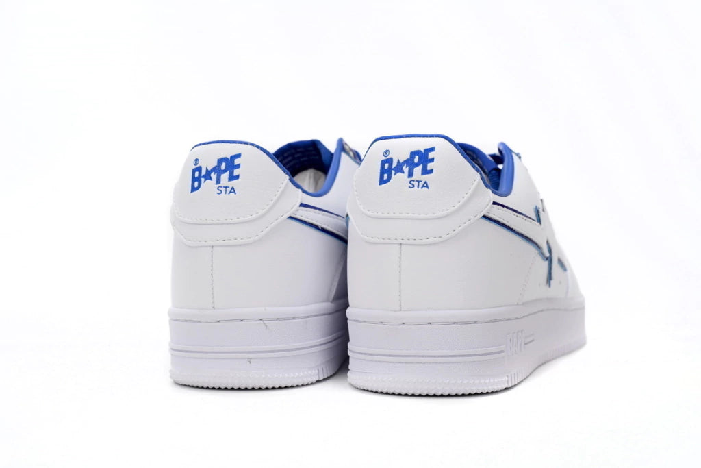 A Bathing Ape Bape Sta Low White and Blue Border