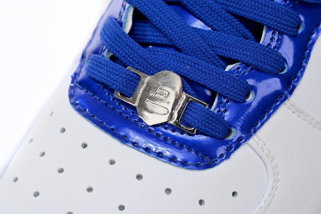 A Bathing Ape Bape Sta Low White and Blue Border