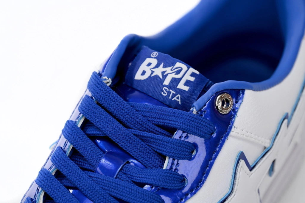 A Bathing Ape Bape Sta Low White and Blue Border