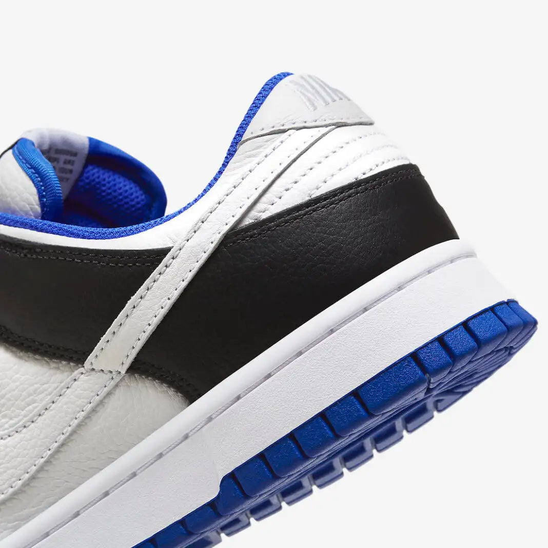 Tenis Azul Nike Dunk Low White Black Game Royal Detalhes Do Couro Traseiro