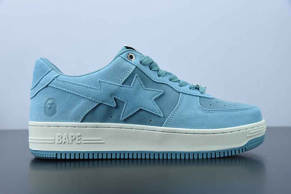 A Bathing Ape Bape Sta Low Blue Suede