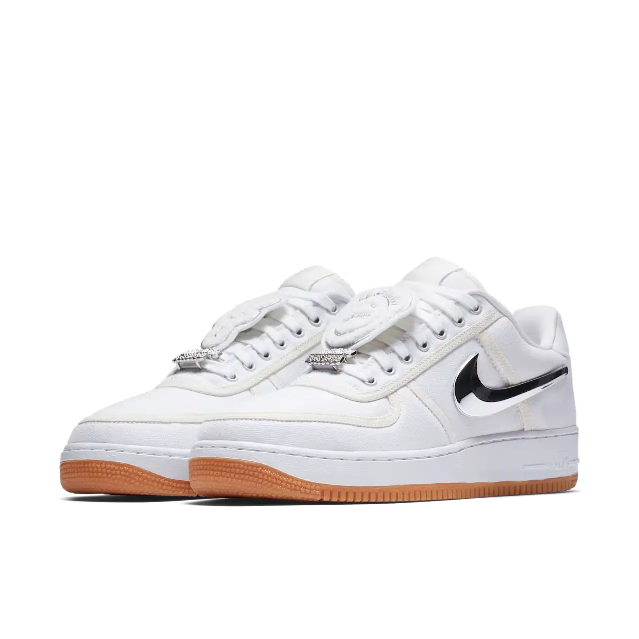 Tênis Branco Nike Air Force 1 Low Travis Scott Sail Par de Frente