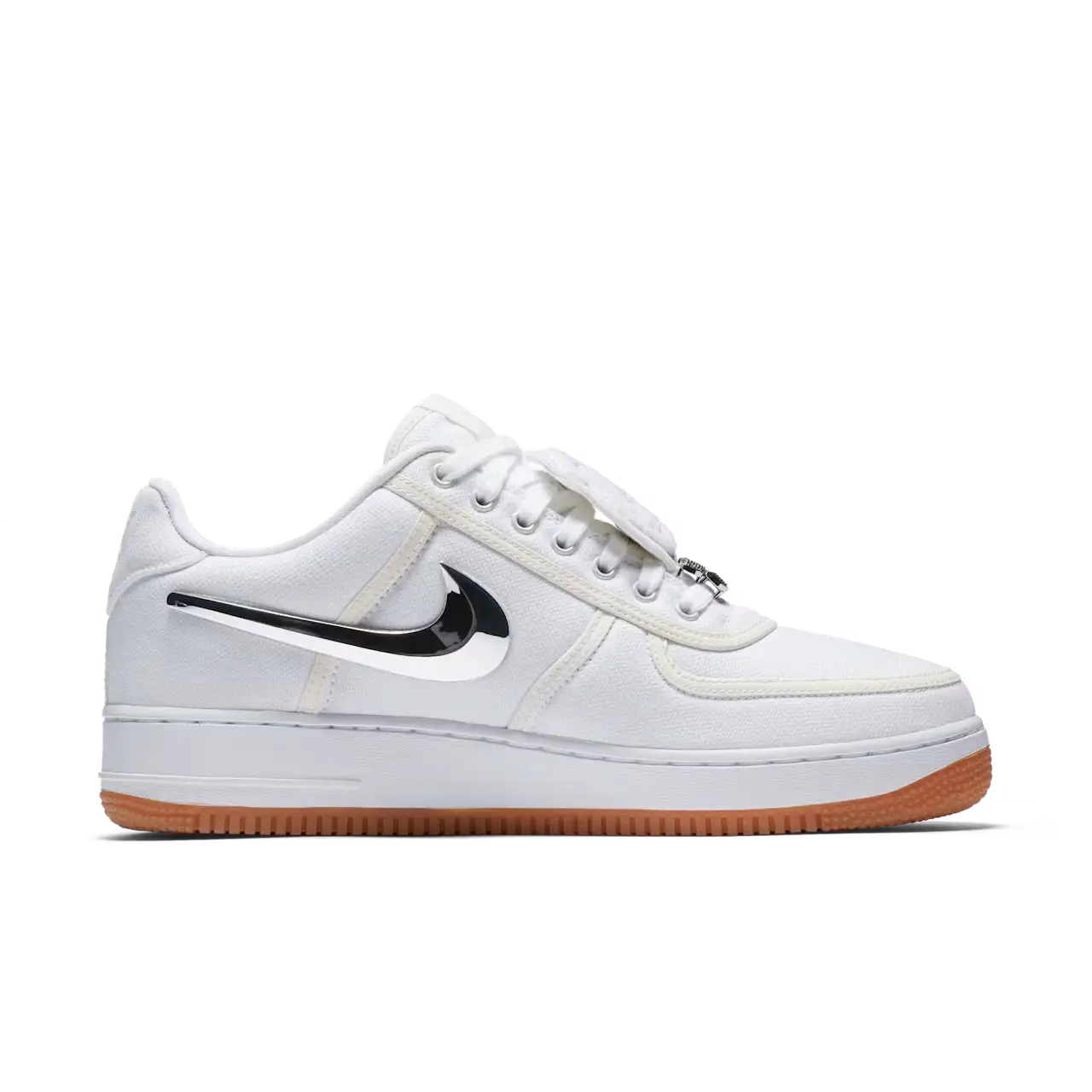 Tênis Branco Nike Air Force 1 Low Travis Scott Sail Parte Lateral Direita