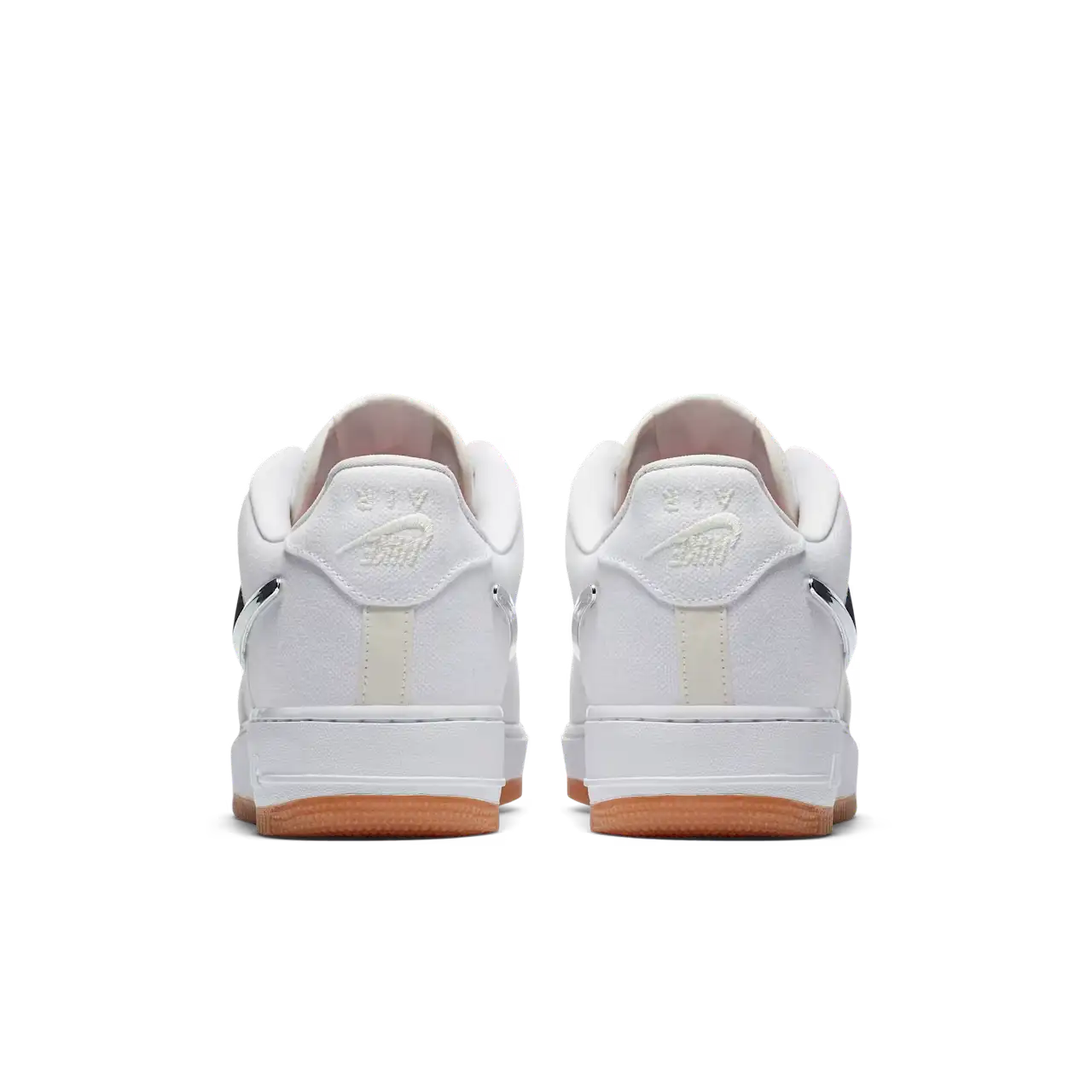 Tênis Branco Nike Air Force 1 Low Travis Scott Sail Parte Traseira em Detalhes
