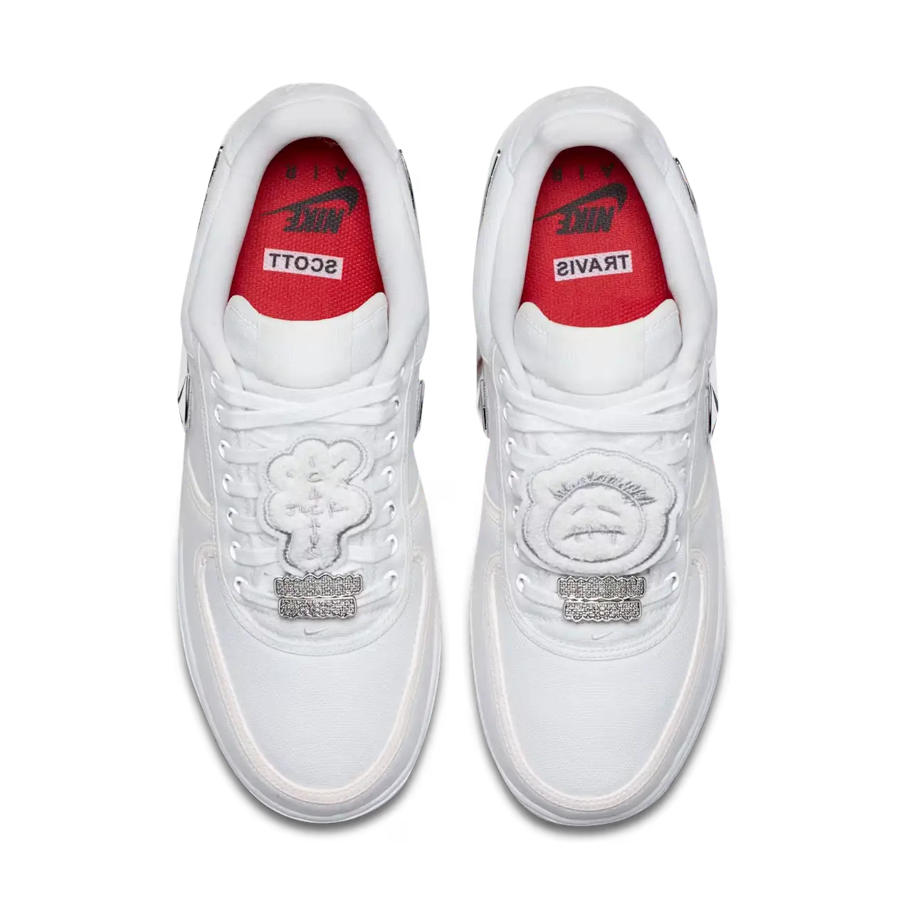 Tênis Branco Nike Air Force 1 Low Travis Scott Sail Visto Por Cima