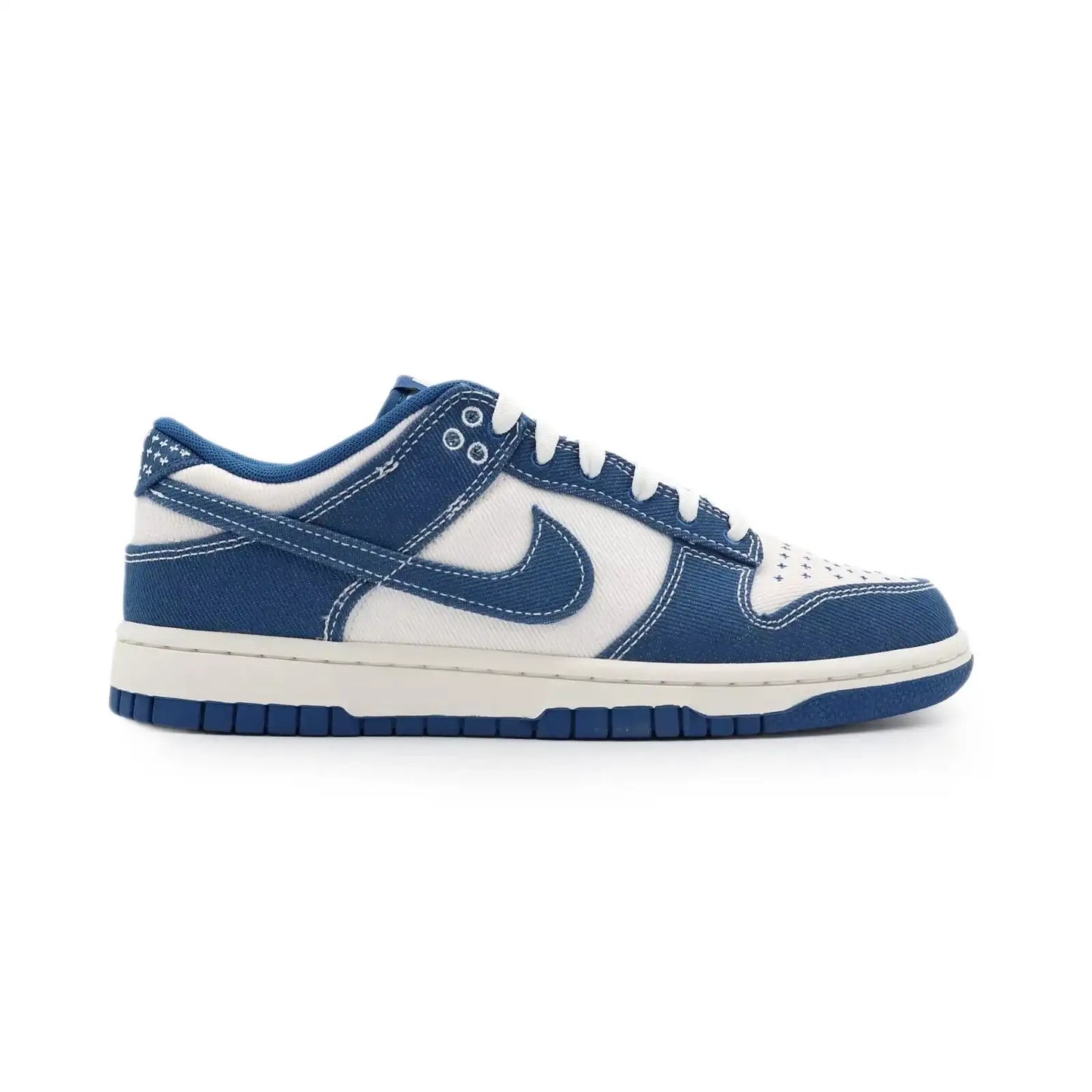 Tênis Jeans Nike Dunk Low Sashiko Industrial Blue Visto de Lado