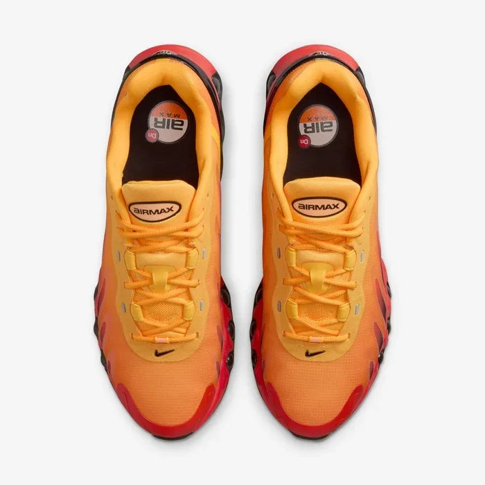 Tênis Laranja com Preto Nike Air Max Dn8 Laser Orange Black Par Visto por Cima