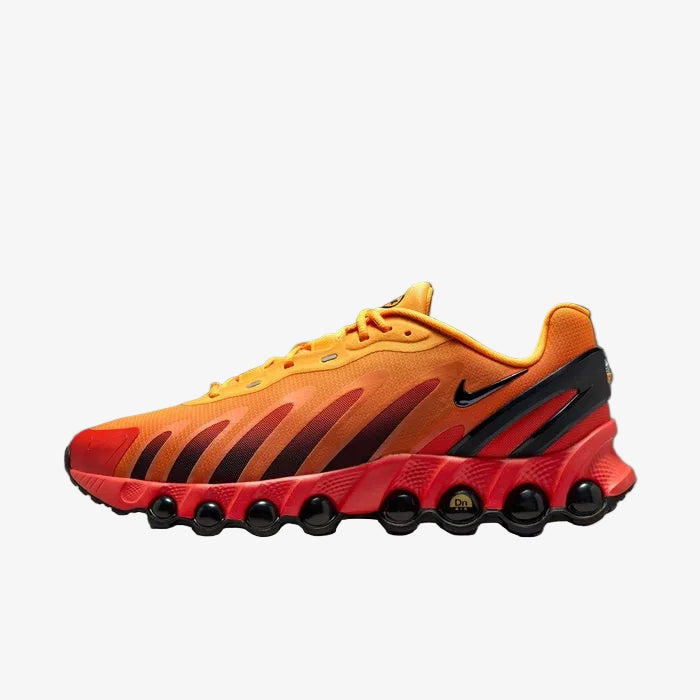 Tênis Laranja com Preto Nike Air Max Dn8 Laser Orange Black Parte Lateral Externa