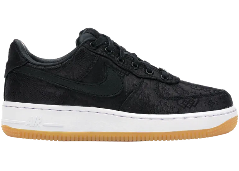 Tênis Preto Nike Air Force 1 x Clot x Fragment Parte Lateral Direita