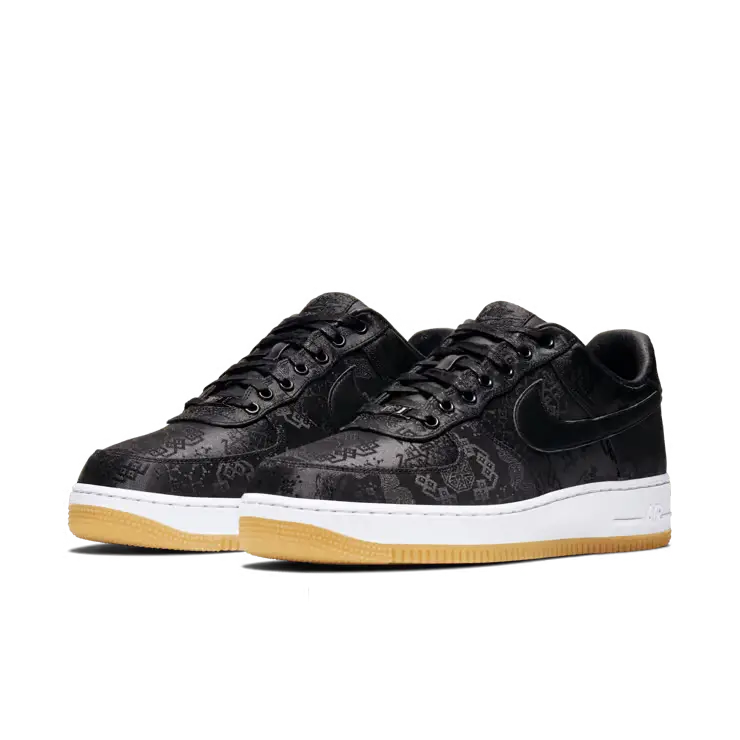 Tênis Preto Nike Air Force 1 x Clot x Fragment Par de Frente