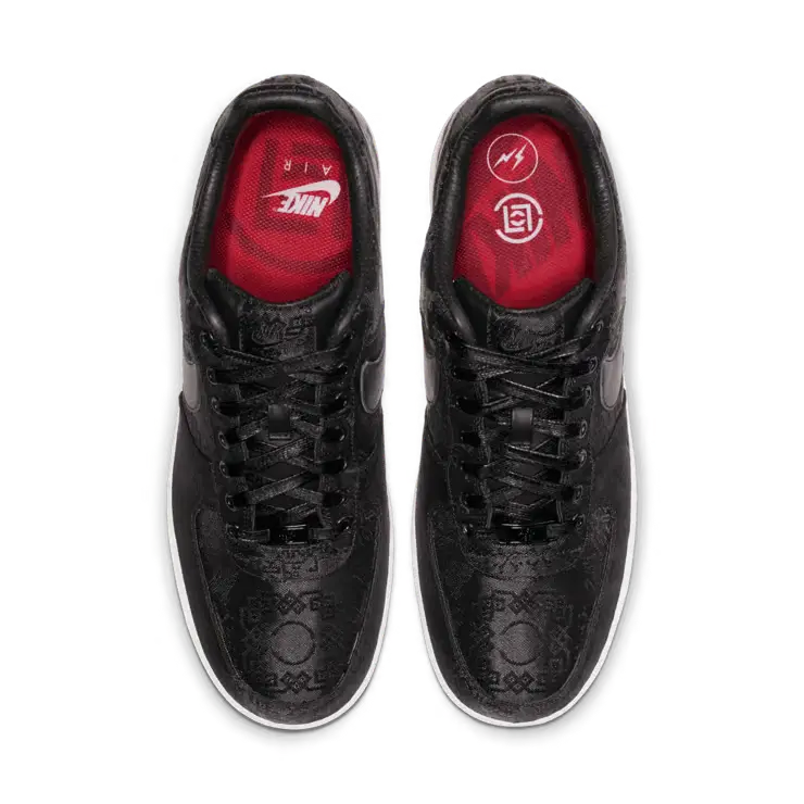 Tênis Preto Nike Air Force 1 x Clot x Fragment Visto Por Cima