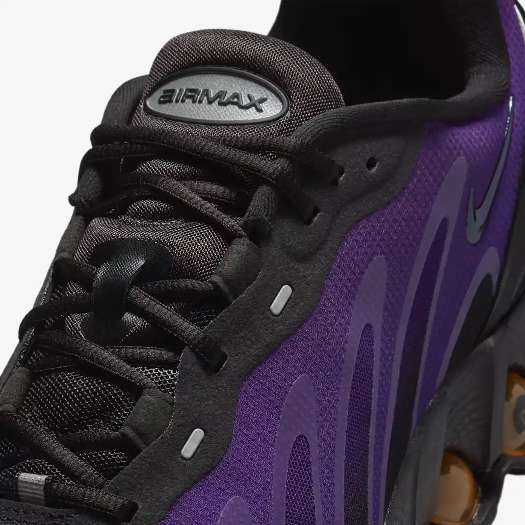 Tênis Roxo com Preto Nike Air Max Dn8 Fierce Purple Parte Frontal em Detalhes