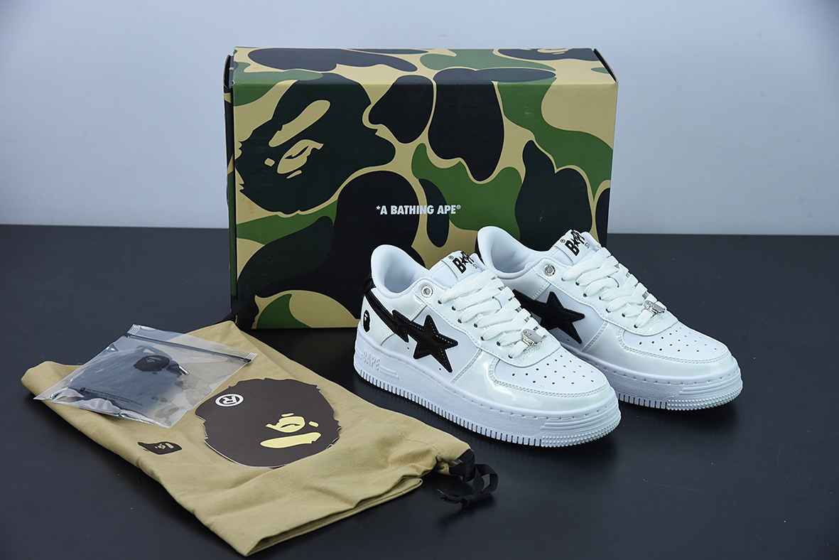 A Bathing Ape Bape Sta Low White Black