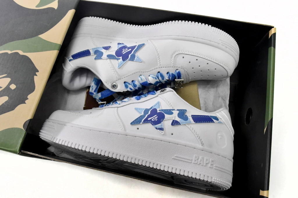 A Bathing Ape Bape Sta Low White Blue Camouflage