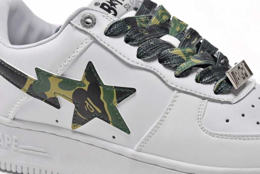 A Bathing Ape Bape Sta Low White Green Camouflage