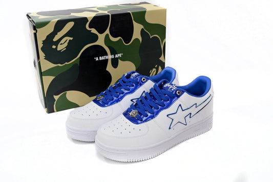 A Bathing Ape Bape Sta Low White and Blue Border