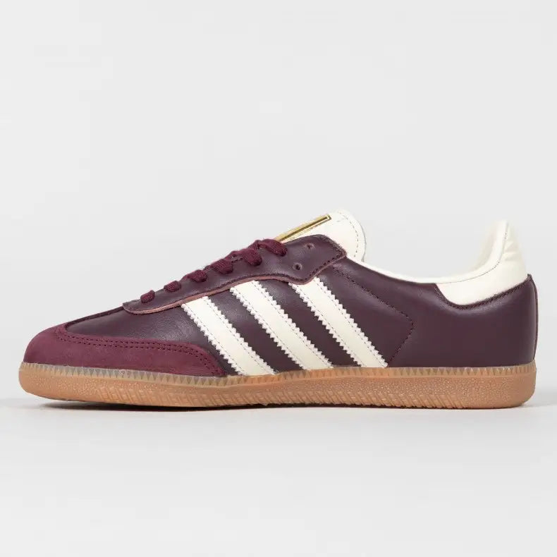 Tênis Adidas Samba Maroon Gold Metallic Parte Lateral Esquerda