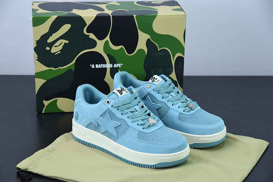A Bathing Ape Bape Sta Low Blue Suede