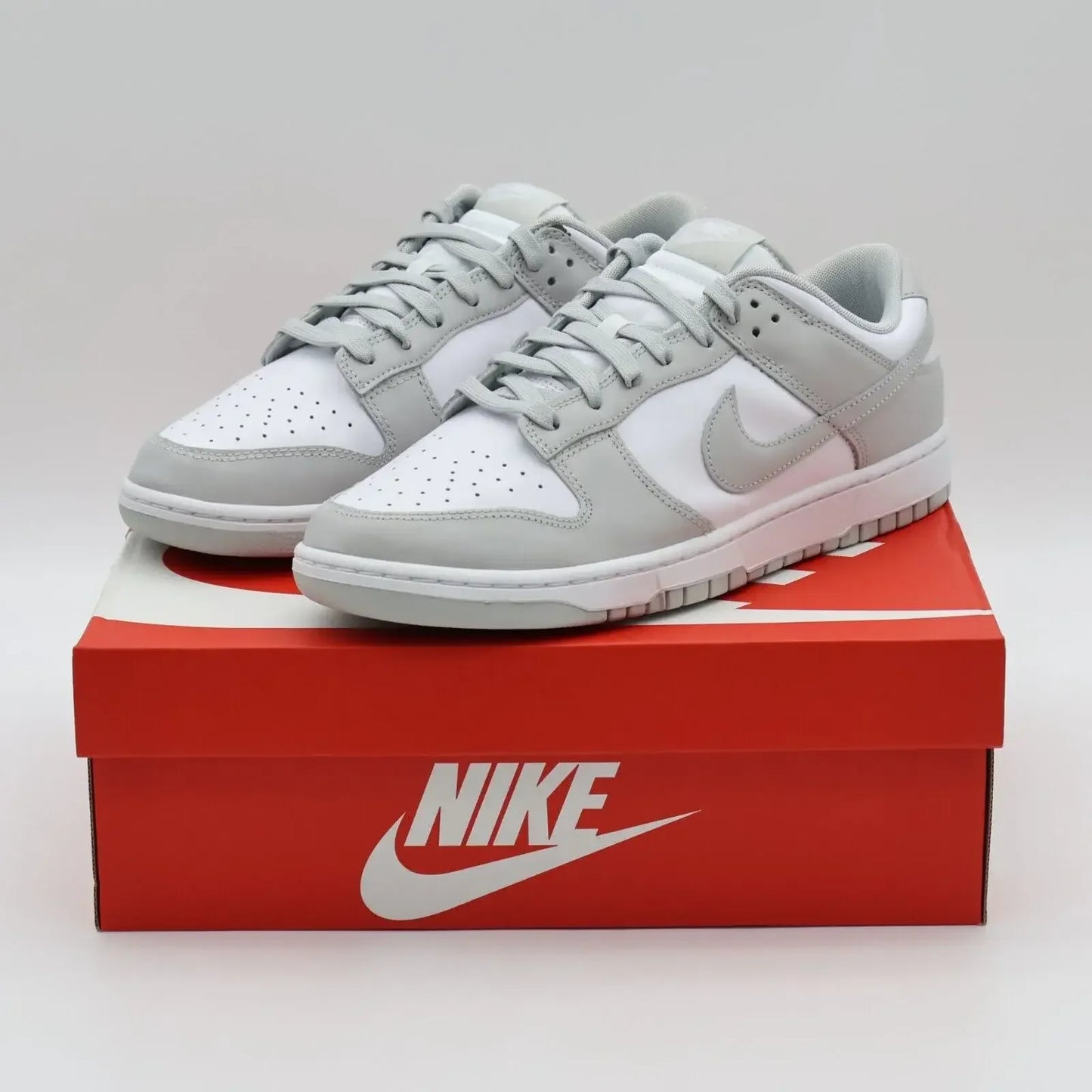 Tênis Cinza Nike Dunk Grey Fog Visto em Cima da Caixa