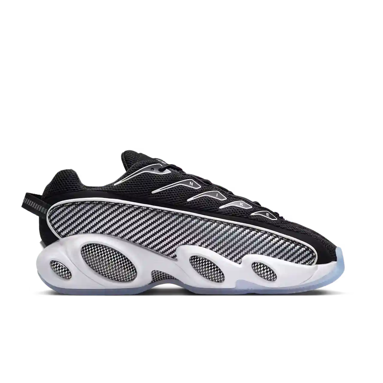 Nike x Nocta Glide Preto e Branco Parte Lateral Direita