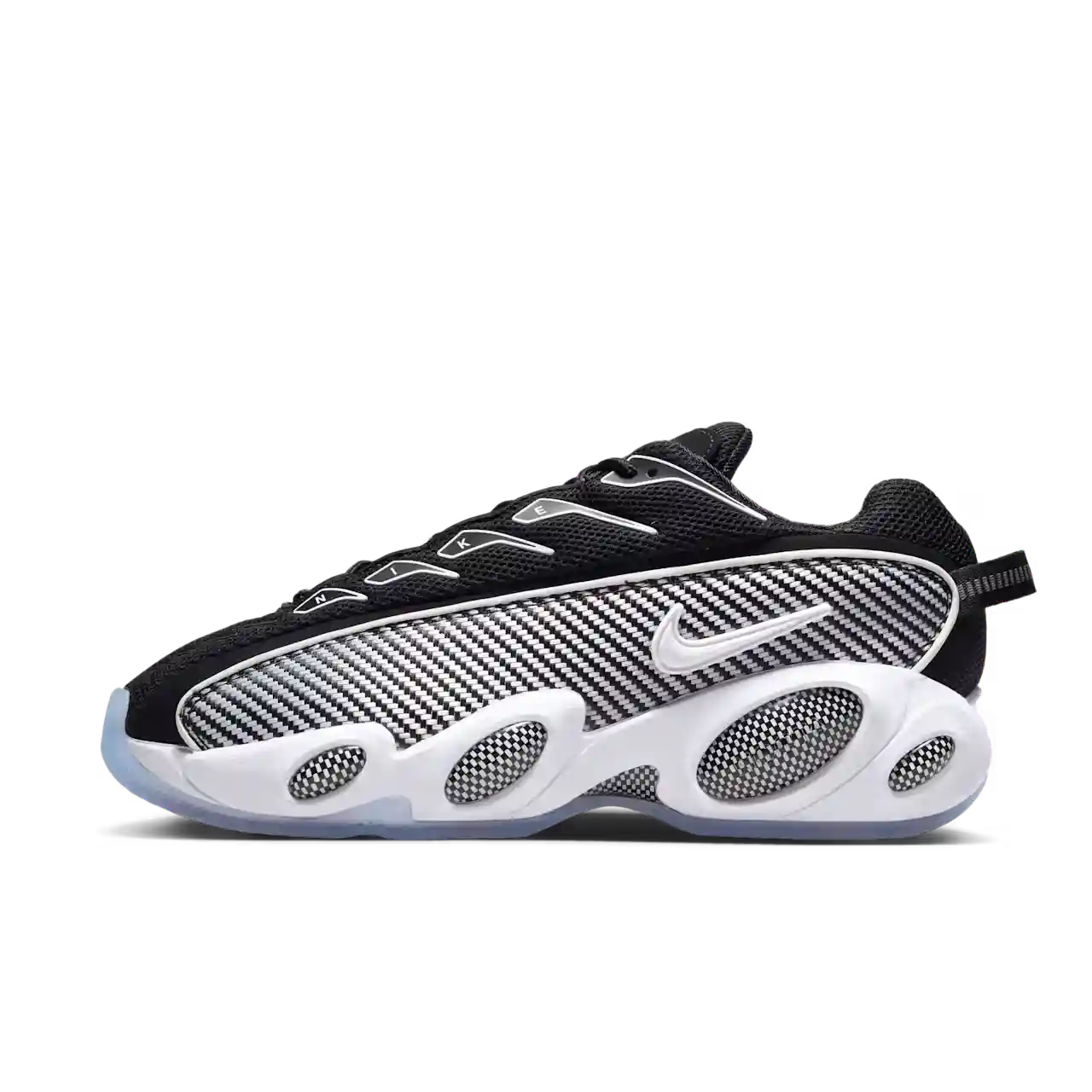 Nike x Nocta Glide Preto e Branco Parte Lateral Esquerda
