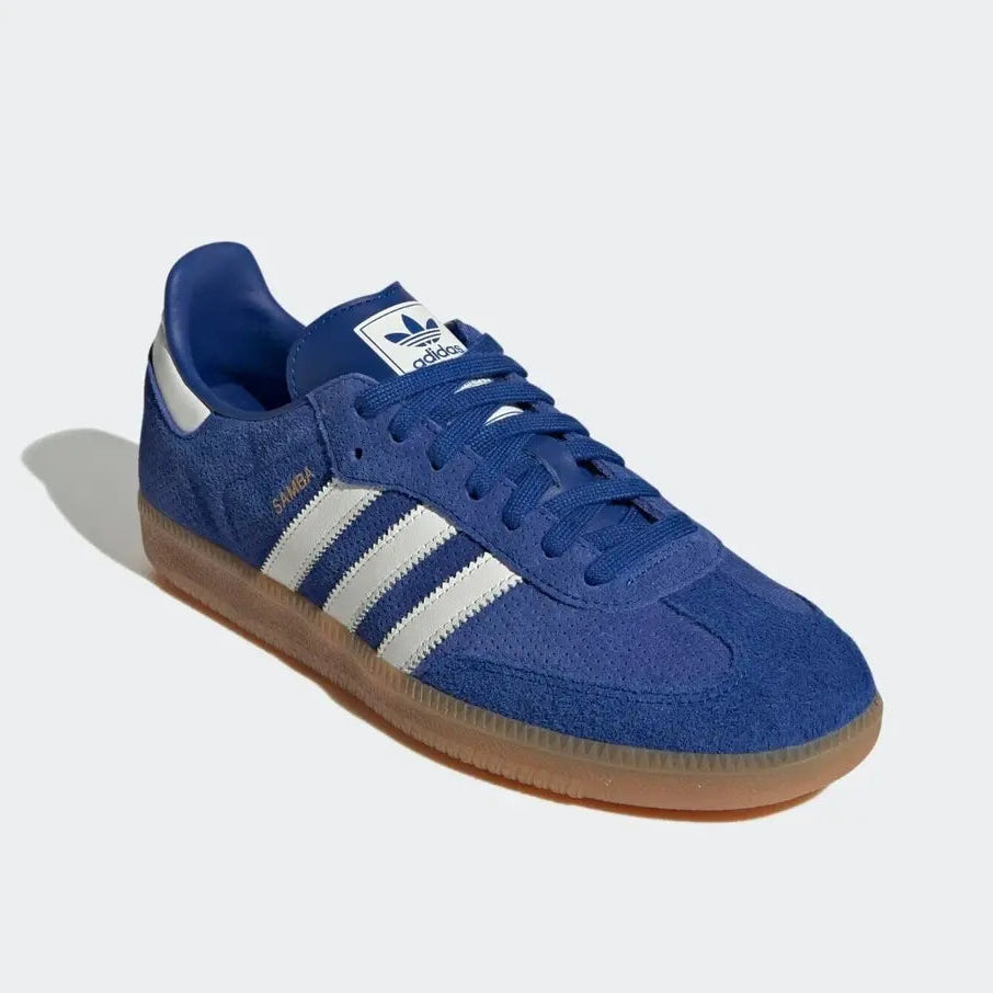 Tênis Azul Adidas Samba OG Royal Blue Gum Visto de Frente