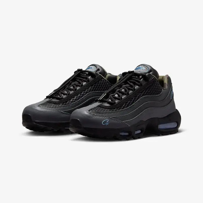 Tênis Preto com Azul Nike Air Max 95 Aegean Storm Par Visto de Frente
