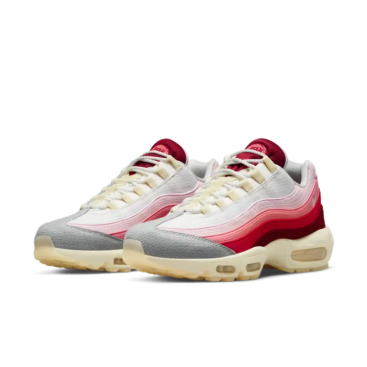 Tênis Bege com Rosa Nike Air Max 95 Anatomy Of Air Par Visto de Frente