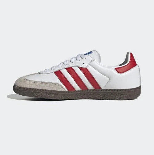 Tênis Branco com Vermelho Adidas Samba White Scarlet Parte Lateral Interna