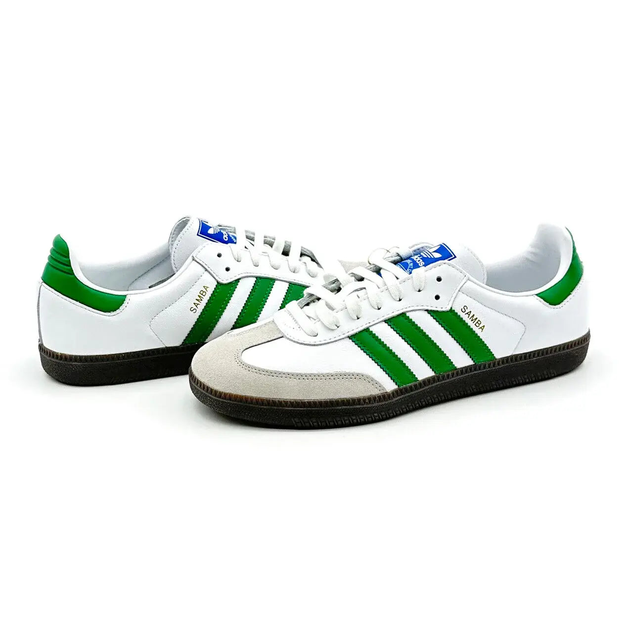 Tênis Branco com Verde Adidas Samba White Green Par Lateralizado