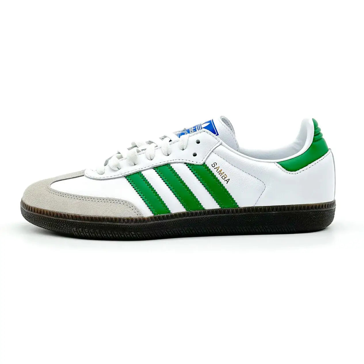 Tênis Branco com Verde Adidas Samba White Green Parte Lateral Esquerda