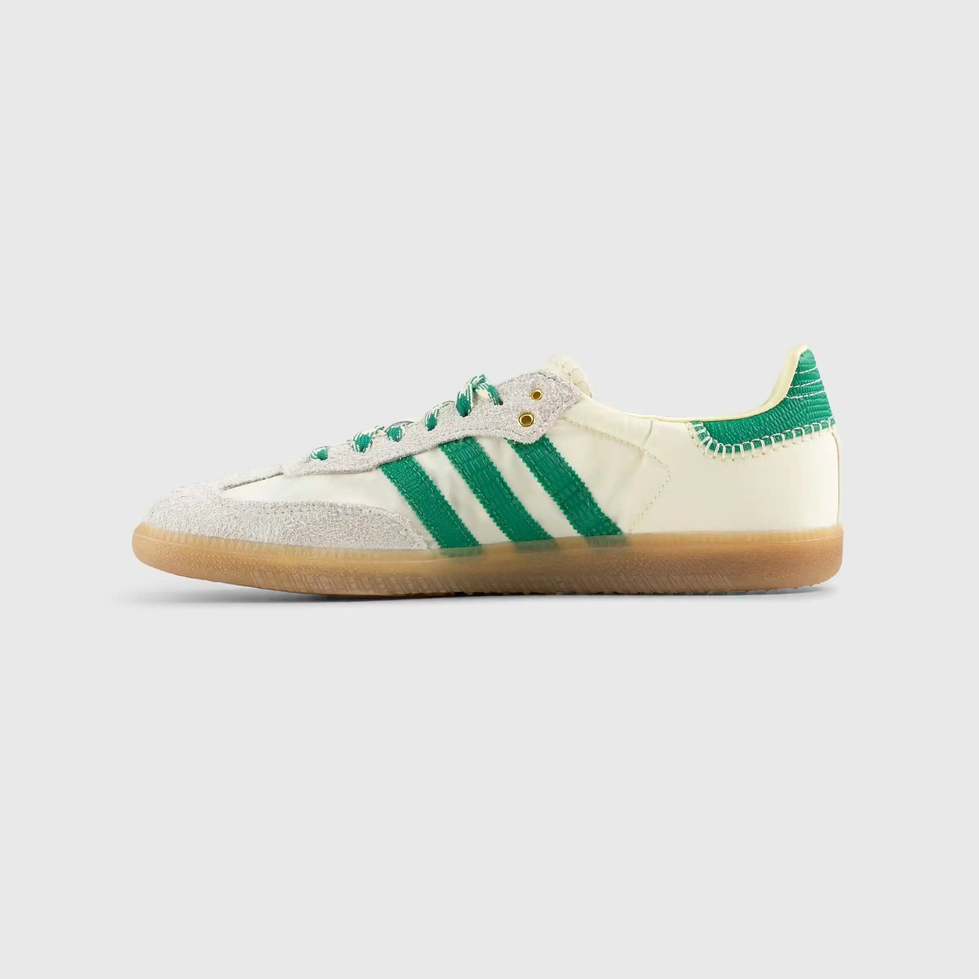 Adidas Samba x Wales Bonner Cream White Bold Green Parte Lateral Esquerda