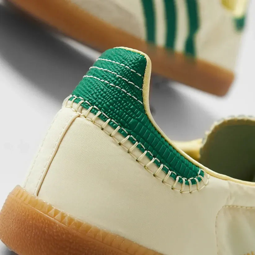 Adidas Samba x Wales Bonner Cream White Bold Green Parte Traseira em Detalhes