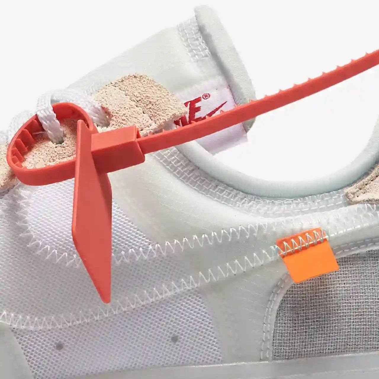 Nike Air Force 1 Low Off White The Ten Detalhes do Lacre Vermelho