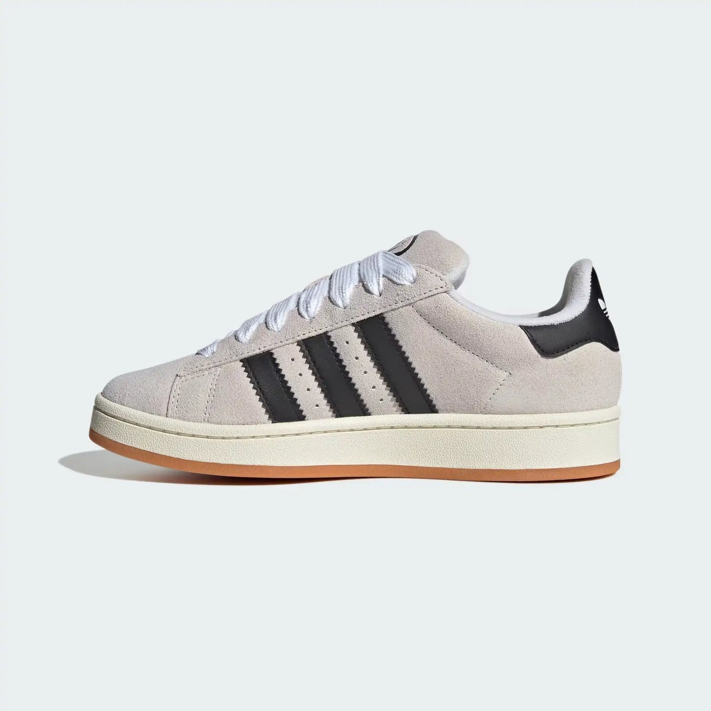 Tênis Cinza Adidas Campus 00s Crystal White Parte Lateral Esquerda