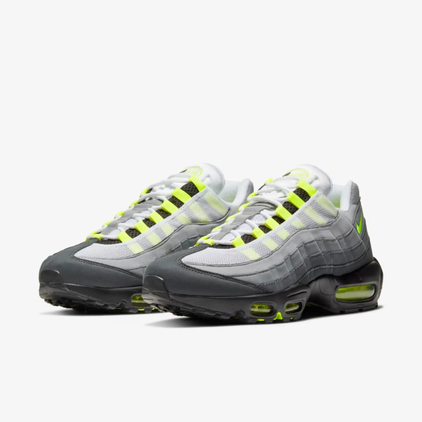 Tênis Cinza com Neon Nike Air Max 95 OG Neon Par Visto de Frente