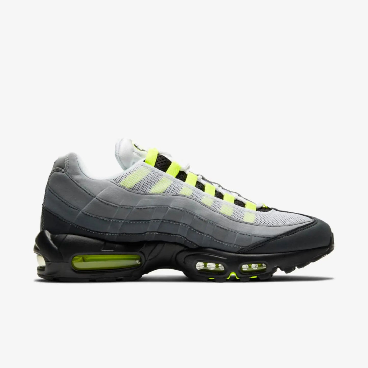 Tênis Cinza com Neon Nike Air Max 95 OG Neon Parte Lateral Direita