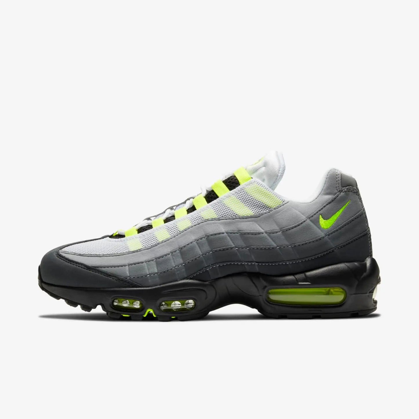 Tênis Cinza com Neon Nike Air Max 95 OG Neon Parte Lateral Esquerda