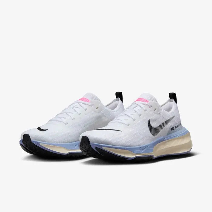 Tênis de Corrida Branco Nike Invincible Run 3 White Cobalt Bliss Par Visto de Frente