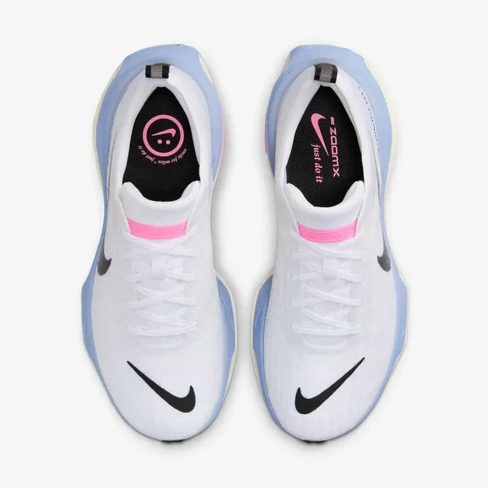 Tênis de Corrida Branco Nike Invincible Run 3 White Cobalt Bliss Par Visto por Cima