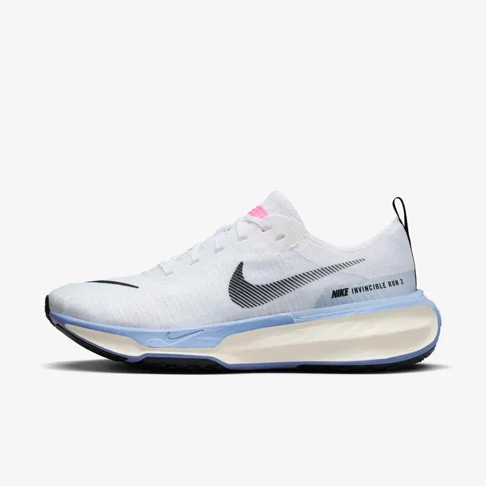 Tênis de Corrida Branco Nike Invincible Run 3 White Cobalt Bliss Parte Lateral Esquerda