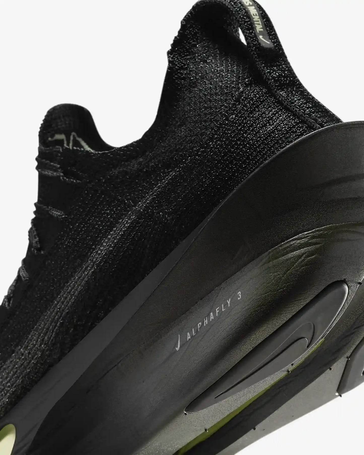 Tênis de Corrida Nike Air Zoom Alphafly 3 Black Olive Parte Traseira em Detalhes