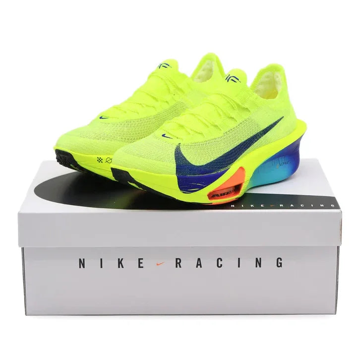 Tênis de Corrida Nike Air Alphafly 3 Volt Par em Cima da Caixa
