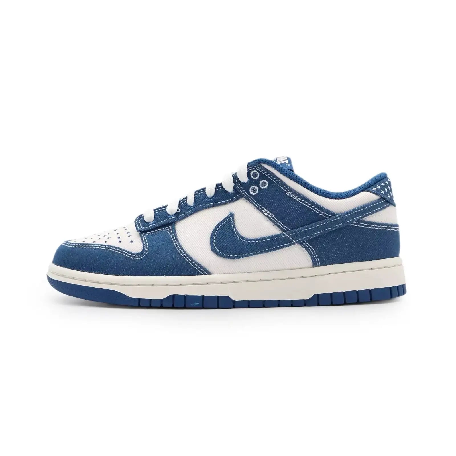 Tênis Jeans Nike Dunk Low Sashiko Industrial Blue Visto Pelo Outro Lado