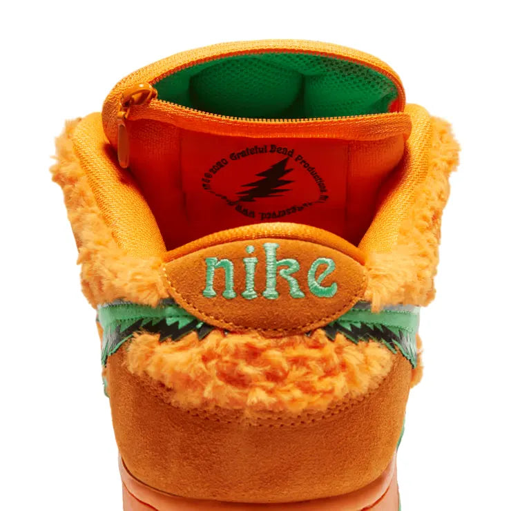 Tênis Laranja Nike Dunk Low Grateful Dead Parte Traseira com Mini Bolso