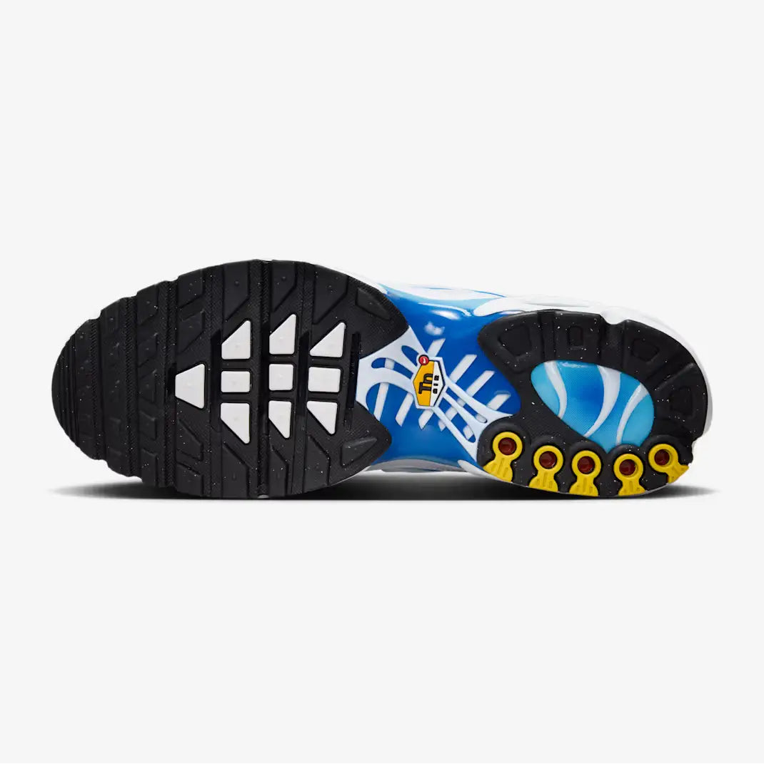 Tênis Azul com Branco Nike Air Max TN Plus Battle Blue Parte do Solado Preto