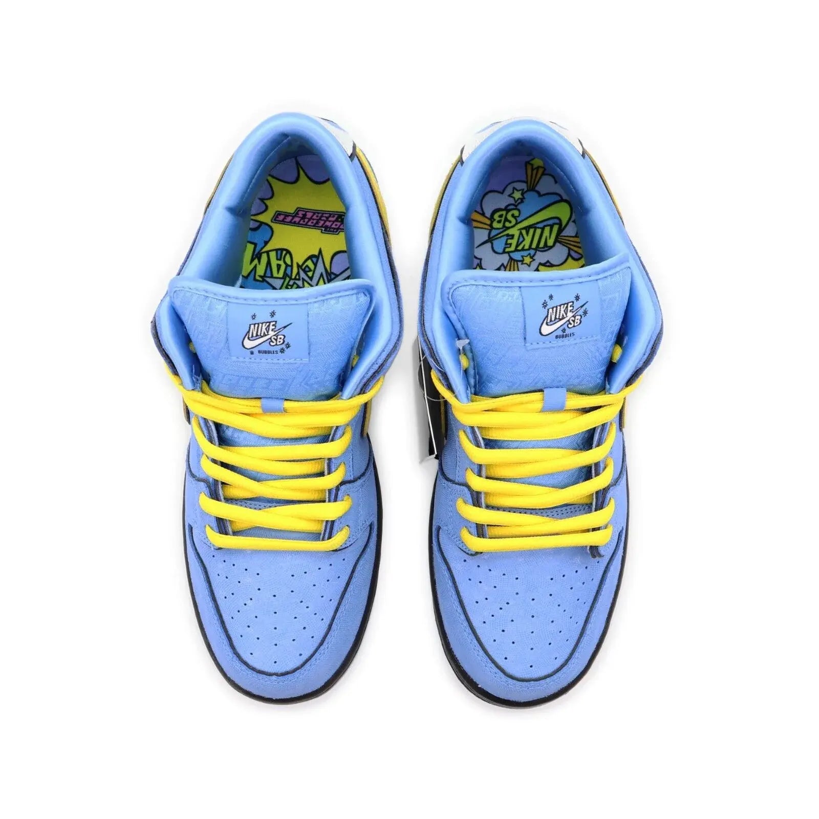 Tênis Nike Azul Dunk Low Meninas Super Poderosas Lindinha Par Visto por Cima