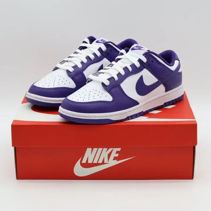Tenis Roxo Nike Dunk Low Court Purple Visto em Cima da Caixa